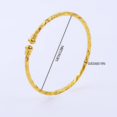 3MM/6pcs Ethiopian Wedding Bride Gift Gold Color Indian Bangles Dubai Jewelry For Women Africa Ball Jewellery Beads Bracelet