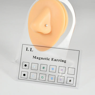 12PCS/Card Fake Cheater Non Pierced Magnet Ear Tragus Cartilage Lip Labret Stud Nose Ring  Jewelry Magnetic Earring