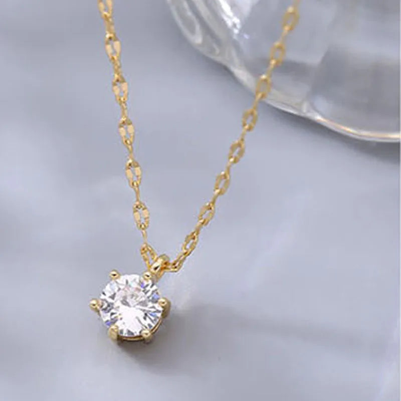 Hot 925 Sterling Silver Plated Necklace Versatile Single Sparkling AAA Zircon Clavicle Chain for Women Wedding Jewelry Wholesale