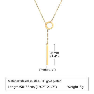 Gold Plated Lariat Necklace for Women, Double Laryered Long Chain Drop Pendant Choker Necklaces Fashion Gifts