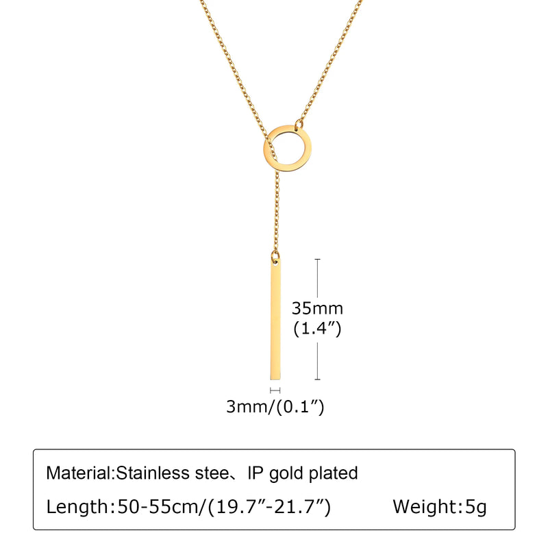 Gold Plated Lariat Necklace for Women, Double Laryered Long Chain Drop Pendant Choker Necklaces Fashion Gifts