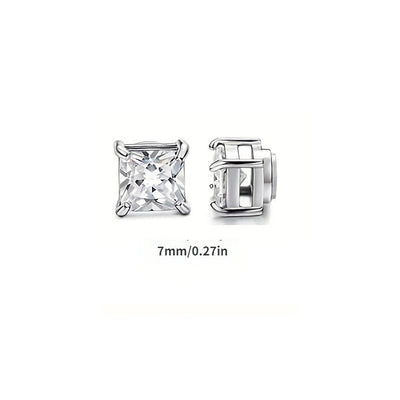 Dazzling square zirconia magnetic earrings ,Ear Clip Earrings For Men Without Ear Holes- sparkling earring jewelry - elegant