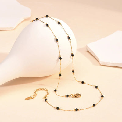 Stainless Steel Chain Beads Necklace 18K Yellow Gold Plated for Women Girls Gift Wholesale Jewelry