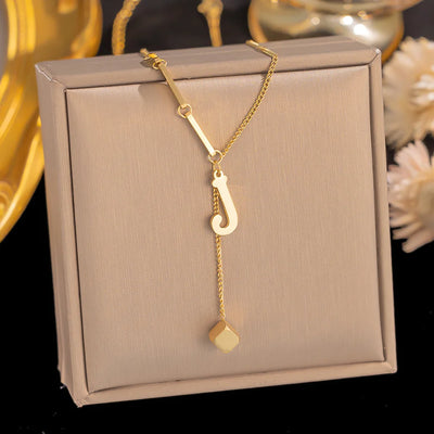 Initial Letter Stainless Steel Pendant Necklace for Women Fashion Gold Color Chain A-Z Alphabet Clavicle Necklaces Jewelry Gift