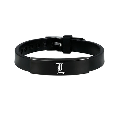 Anime Dea-th No-te Black Silicone Cuff Bangle Stainless Steel Bracelets Gift Jewelry for Women and Men Fans Collection