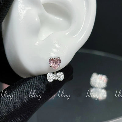 Cute Bowknot Love Heart 316L Stainless Steel Annular Ear Bone Nail Fashion Delicate Zircon Earring for Women Y2K Punk Jewelry