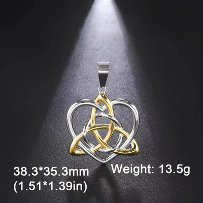 EUEAVAN 1pc Celtic Knot Triquetra Trinity Love Heart Pendant Irish Witch Knot Amulet Charms for Necklace Jewelry Making Supplies