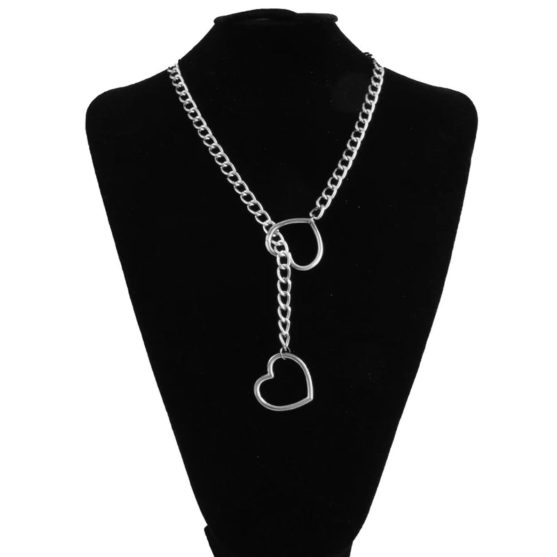 Heart Slip Chain Necklace For Women Punk Rock Long Chain Choker Necklace Gifts Adjustable Goth Jewelry