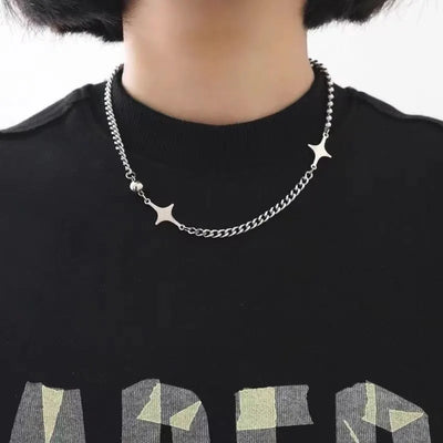 Simple Trendy Star Hollow Choker Necklace Pendant Neck Jewelry Accessories Women Men's Fashion Party Chain Necklace