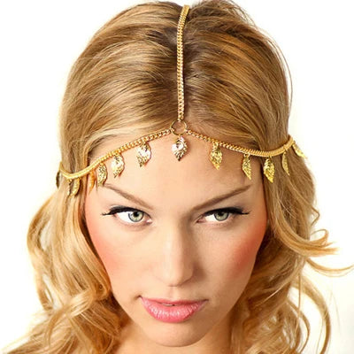 Trendy Forehead Punk Hair Jewelry Crystal And Pearl Tassels Headpieces Flower Chain Headbands For Women Girls Wedding