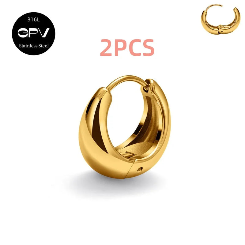 2PCS 316L Medical Stainless Steel Earrings With A Niche Design Women&