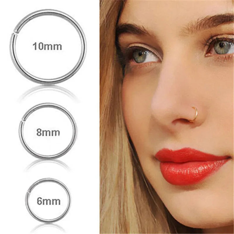 3pcs Stainless Steel Rings Nose Hoop Ear Piercing Tragus Minimalist Nose Rings Ear Cartiliage Tragus Sexy Piercing Body Jewelry