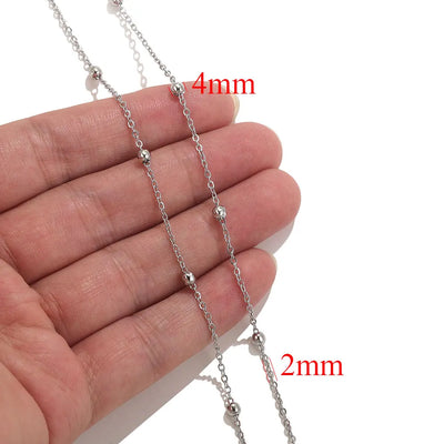 2meters Lips Beads Chain Stainless Steel Cable Chains For Jewelry Making DIY Necklace Bracelet Accessories Gold Chain Findings