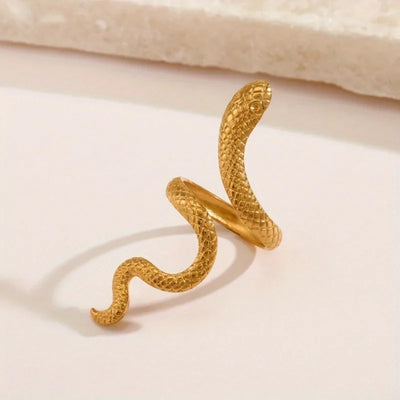 Stainless Steel Snake Rings For Women Men Gold Color Wide Long Ring Female Male Wedding Party Finger Jewelry Gift 2024 Trend