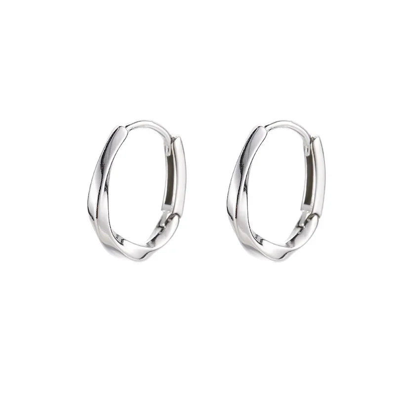 925 Sterling Silver Round Earrings Temperament Simple Inlaid for Women Wedding Jewelry Accessories