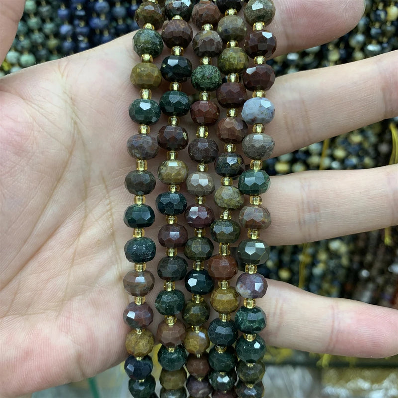 Natural AA Tree Agate 6x8mm Faceted Rondelle Beads Wholesale Gemstones for Jewelry Making DIY Bracelet Necklace 15"