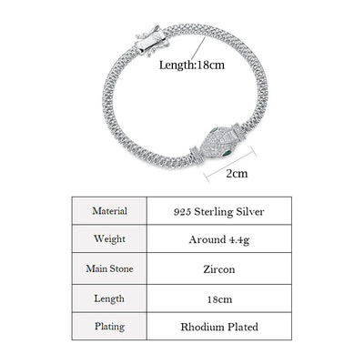 ALLNOEL 100% 925 Silver Bracelet For Women Snake Hollow Leopard Head Panther New Year Gifts Hip Hop Animal Jewelry Wholesale