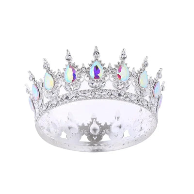 Baroque Round Wedding Crown Bridal Pageant Rhinestone Crystal Tiaras Crown Molding Headpieces For Queens and King