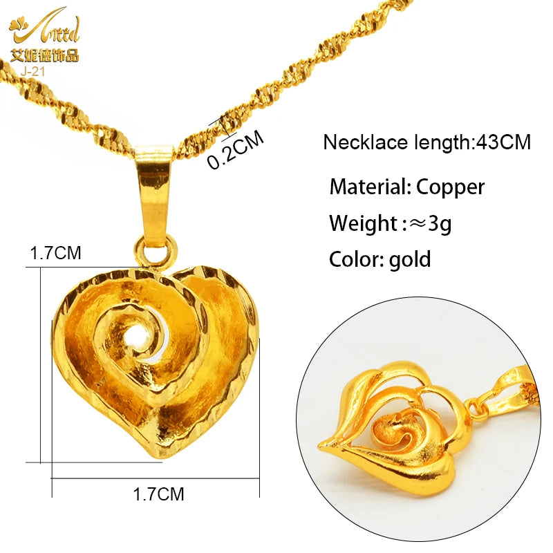 ANIID Dubai Golden Necklace Nigerian Bridal Wedding Fashion Hollow Flower Chain Pendant Indian Arab Kids Jewellery For Girls