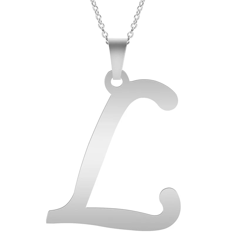 Fashion Letters A-Z Necklace for Women Men Stainless Steel High Quality English Alphabe Necklace A B C D E FGHIJKLMNOPQRSTUVWXYZ