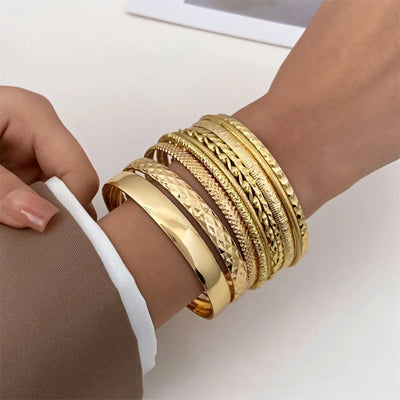 Fashion Stainless Steel Bracelets for Women Men Twist Texture Bangles Gold Silver Color Jewelry Statement Streetwear Goth Gifts