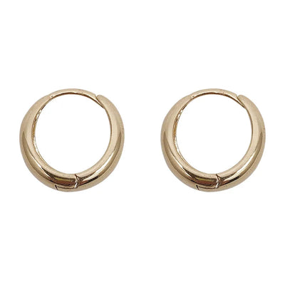 Huitan Fashion Metal Hoop Earrings for Women Simple Versatile Daily Wear Everyday Ear Accessories Young Girls Statement Jewelry