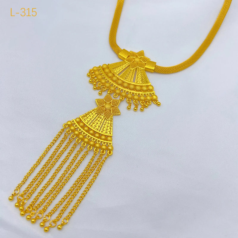 Dubai Indian African Tassel Necklace Earrings Jewelry Set For Women 24K Gold Plated Nigeria Bridal Wedding Party Gift Jewellery