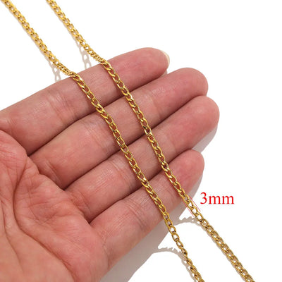 2meters Lips Beads Chain Stainless Steel Cable Chains For Jewelry Making DIY Necklace Bracelet Accessories Gold Chain Findings