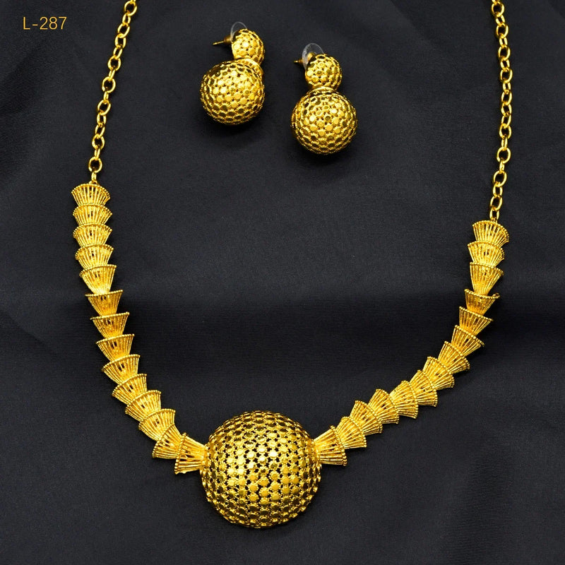 African Bead Necklace Earrings Jewelry Set For Women 24K Gold Plated Dubai Indian Nigeria Bridal Wedding Party Gift Jewellery