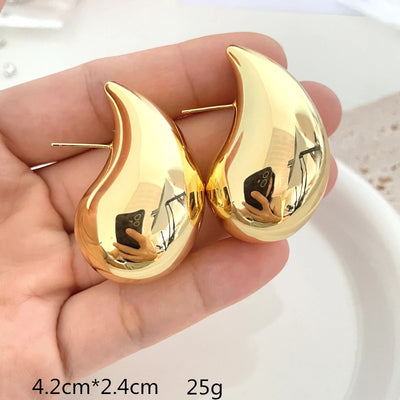 Womens Chunky Gold Hoop Earrings Oversized Teardrop Earrings Lightweight Large Hoop Girls Fashion Jewelry