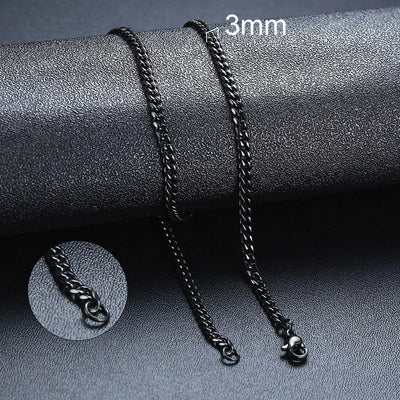 3-11mm Cuban Chain Necklaces for Men Women,Punk Stainless Steel Curb Link Chain Collar,Jewelry Gift for Dad Husband BFF Birthday