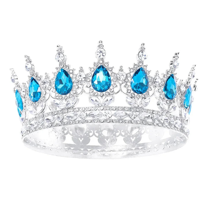 Baroque Round Wedding Crown Bridal Pageant Rhinestone Crystal Tiaras Crown Molding Headpieces For Queens and King