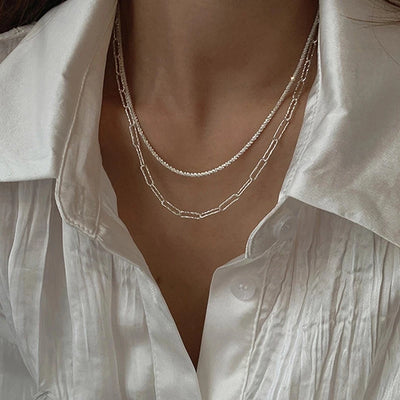 2023 New Popular Silver Colour Sparkling Clavicle Chain Choker Necklace For Women Fine Jewelry Wedding Party Gift