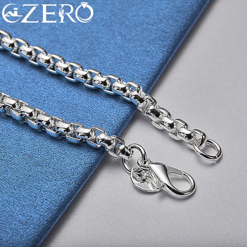 ALIZERO 18K Gold Bracelets 925 Sterling Silver 4mm Round Box Chain Bracelet For Woman Man Fashion Jewelry Wedding Party Gift