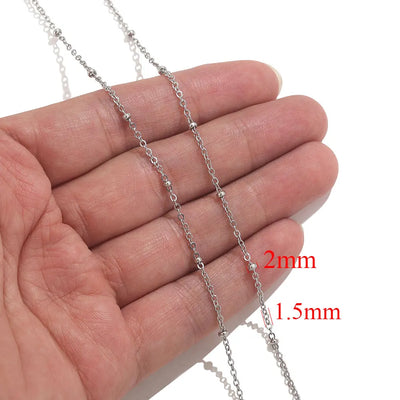 2meters Lips Beads Chain Stainless Steel Cable Chains For Jewelry Making DIY Necklace Bracelet Accessories Gold Chain Findings