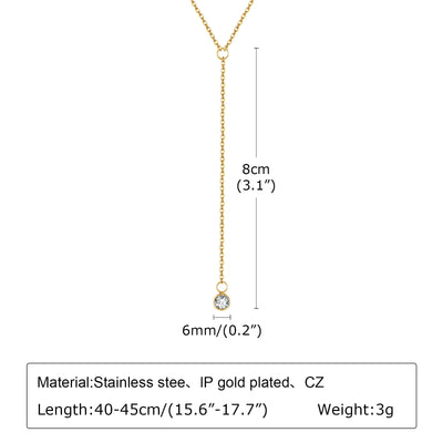 Gold Plated Lariat Necklace for Women, Double Laryered Long Chain Drop Pendant Choker Necklaces Fashion Gifts