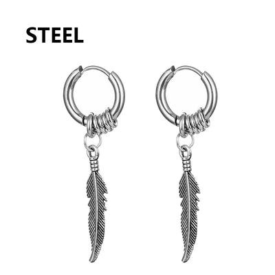 1 Pairs Fashion Punk Gothic Stainless Steel Drop Earrings Studs for Women Men Gothic Street Pop Hip Hop Rock Ear Jewelry Gift