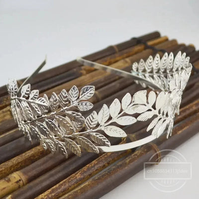 Baroque Golden Metal Leaf Headband Headpiece Crown Tiaras Headdress Roman Goddess Greek Hair Jewelry Bride Wedding Accessories