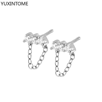 925 Sterling Silver Ear Needle Fashion Hoop Earrings White Crystal Luxury Women's Silver Earrings Wedding Women's Jewelry Gift