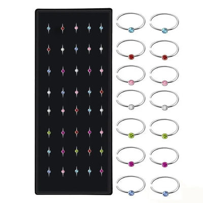 40PC/Set Stainless Steel Colorful Fashion Nose Hoop Ring for Women Body Jewelry Fake Septum Nose Piercing Aro Nariz Wholesale