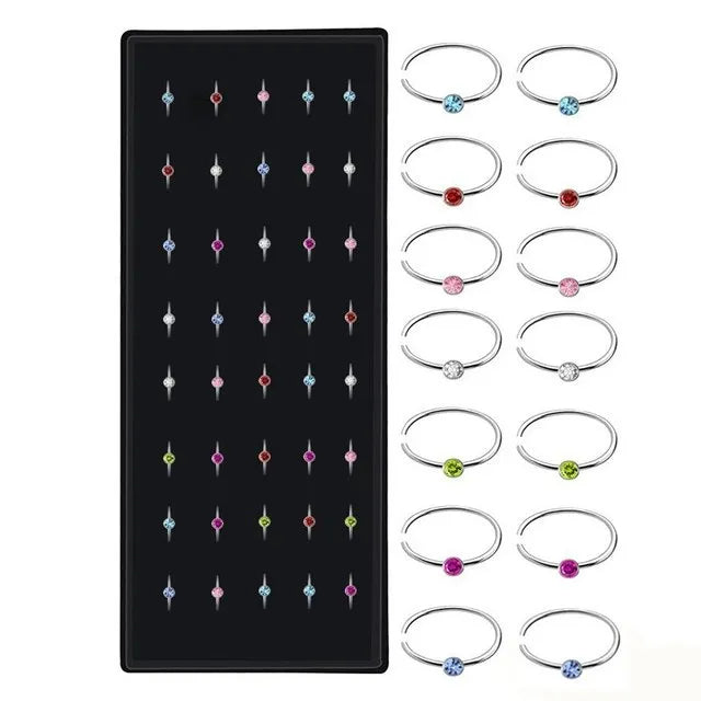 40PC/Set Stainless Steel Colorful Fashion Nose Hoop Ring for Women Body Jewelry Fake Septum Nose Piercing Aro Nariz Wholesale