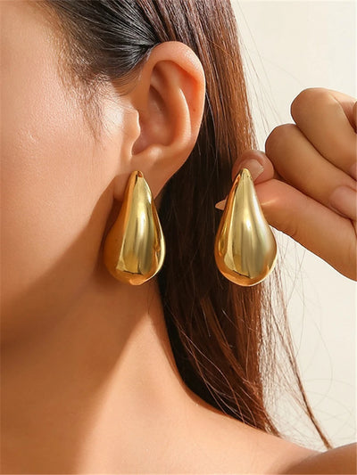 Womens Chunky Gold Hoop Earrings Oversized Teardrop Earrings Lightweight Large Hoop Girls Fashion Jewelry