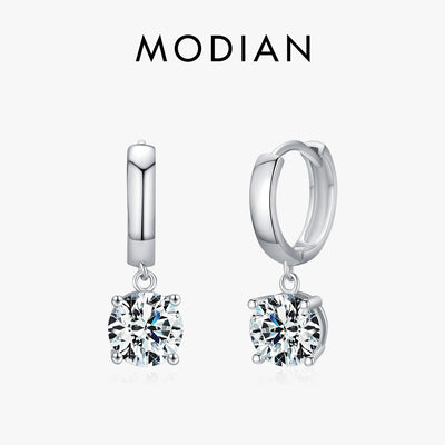 MODIAN 1.0CT D Color Moissanite Hoop Earrings Lab Created Diamond For Women 925 Sterling Silver Wedding Fine Jewelry Gift