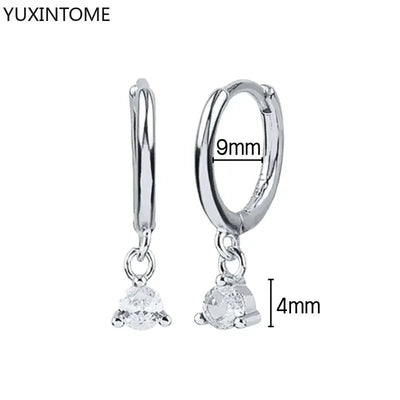 925 Sterling Silver Ear Needle Fashion Hoop Earrings White Crystal Luxury Women's Silver Earrings Wedding Women's Jewelry Gift