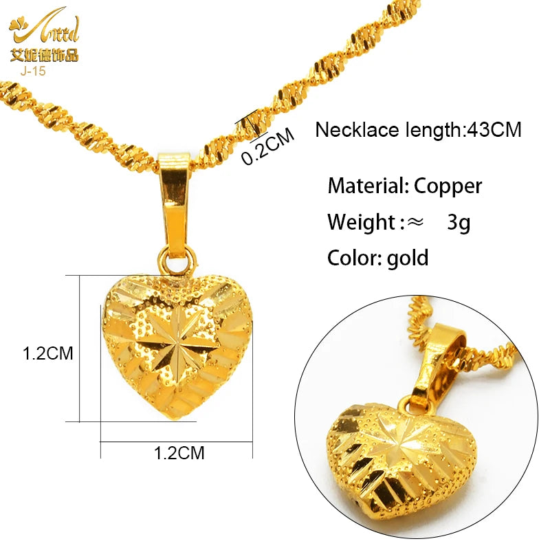 ANIID Dubai Golden Necklace Nigerian Bridal Wedding Fashion Hollow Flower Chain Pendant Indian Arab Kids Jewellery For Girls