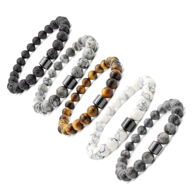 Tiger Eyes Natural Stone Beads Handmade Men Magnetic Hematite Accessory Bracelets for Boyfriend Father Gift