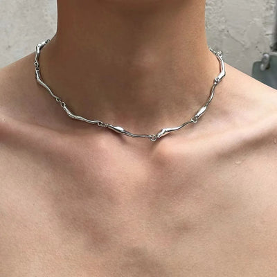 New Irregular Wave Shape Chain Men Necklace Advanced Sense Stainless Steel Figaro Cuban Chain Necklace For Men Women Jewelry
﻿