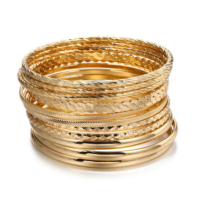 12pcs Punk Curb Cuban Chain Bracelets Set for Women Miami Boho Thick Gold Color Charm Bracelets Bangles Fashion Jewelry Y2C7