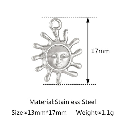 3Pcs Cactus/Cowboy Boots/Spider/Charms DIY Jewelry Making Stainless Steel Face Moon&Sun Necklace Pendants for Earrings Bracelet