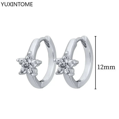 925 Sterling Silver Ear Needle Fashion Hoop Earrings White Crystal Luxury Women's Silver Earrings Wedding Women's Jewelry Gift